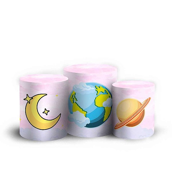 Trio Cilindro -  Astronauta - Sublimado 3D + Elástico