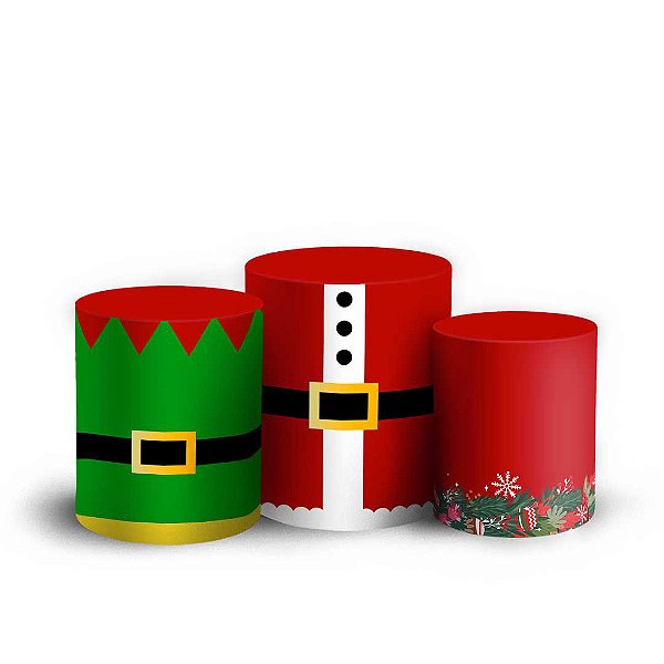 Trio Cilindro - Natal - Ano Novo - Sublimado 3D + Elástico