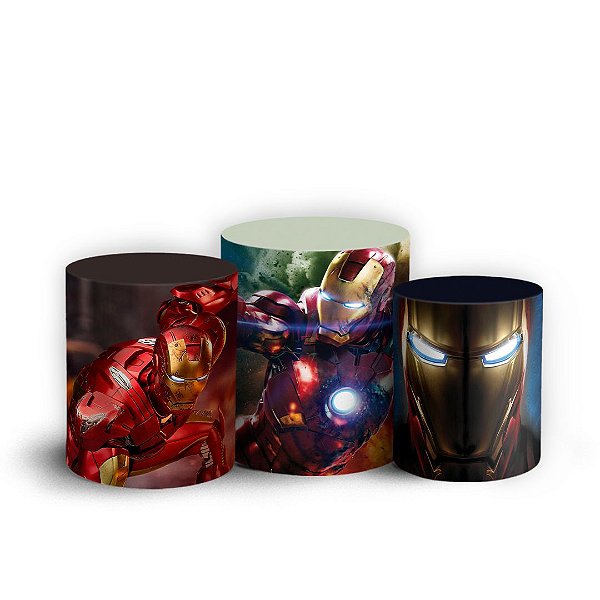 Trio Cilindro - Homem de Ferro - Sublimado 3D + Elástico