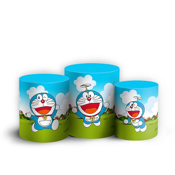 Trio Cilindro - Doraemon - Sublimado 3D + Elástico