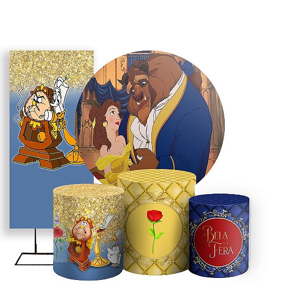 KIT Redondo Trio e Faixa - A Bela e a Fera - Sublimado 3D