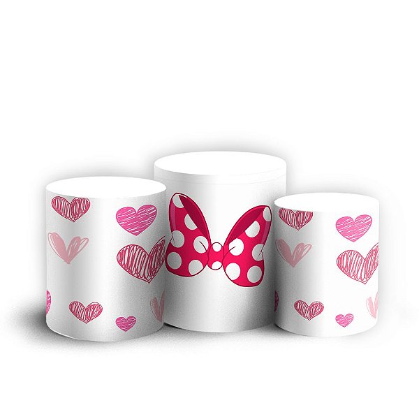 Trio Cilindro - Minnie Rosa - Sublimado 3D + Elástico