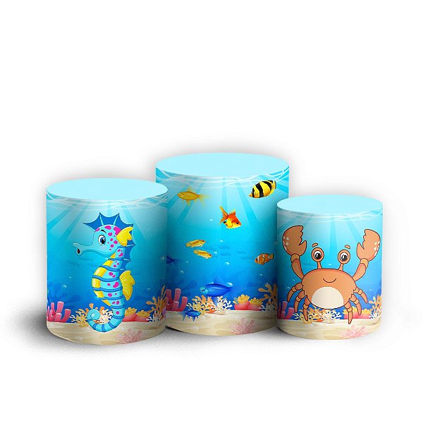 Trio Cilindro - Fundo do Mar - Sublimado 3D + Elástico