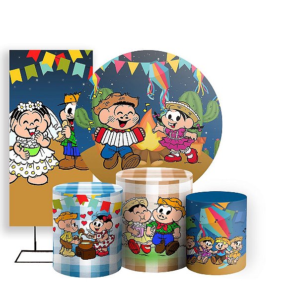 KIT Redondo Trio e Faixa - Festa Junina Turma da Monica - Sublimado 3D