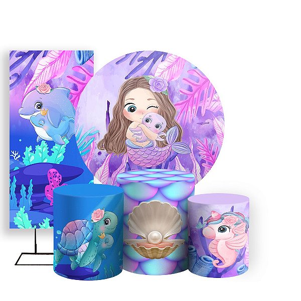 KIT Redondo Trio e Faixa - Sereia - Sublimado 3D