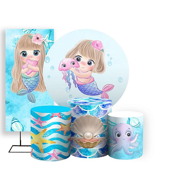 KIT Redondo Trio e Faixa - Sereia - Sublimado 3D