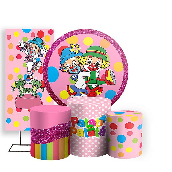 KIT Redondo Trio e Faixa - Patati Patata Rosa - Sublimado 3D