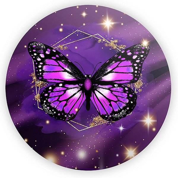 Painel Redondo - Borboleta Roxa - Sublimado 3D