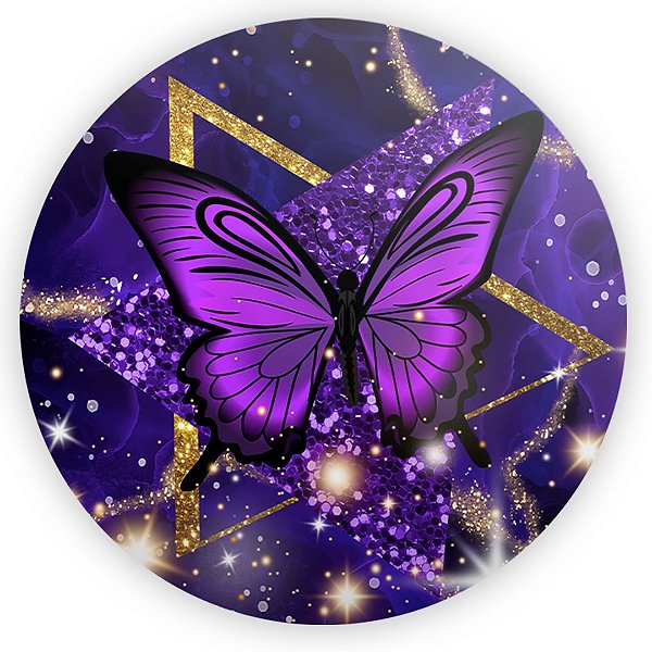 Painel Redondo - Borboleta Roxa - Sublimado 3D