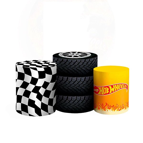 Trio Cilindro - Hot Wheels - Sublimado 3D + Elástico