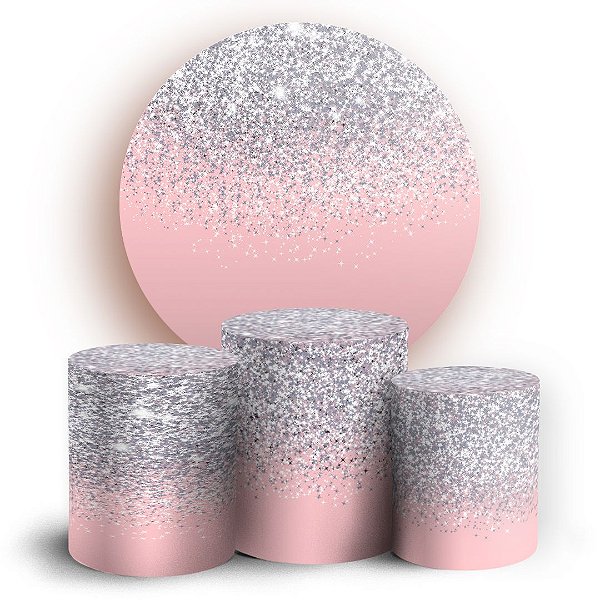 KIT Redondo e Trio - Glitter Prata - Sublimado 3D