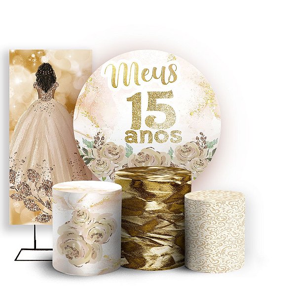 KIT Redondo Trio e Faixa - 15 Anos - Sublimado 3D