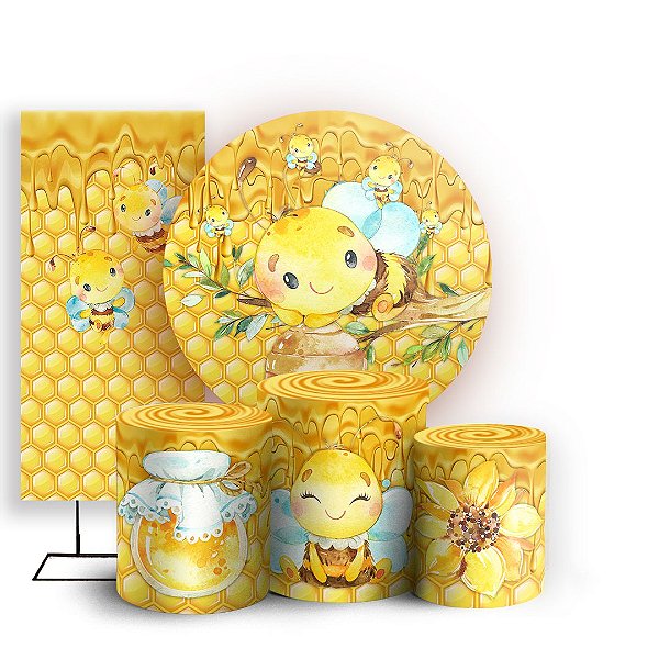 KIT Redondo Trio e Faixa - Abelhinha Cute - Sublimado 3D