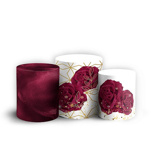 Trio Cilindro - Gratidão Marsala - Sublimado 3D + Elástico