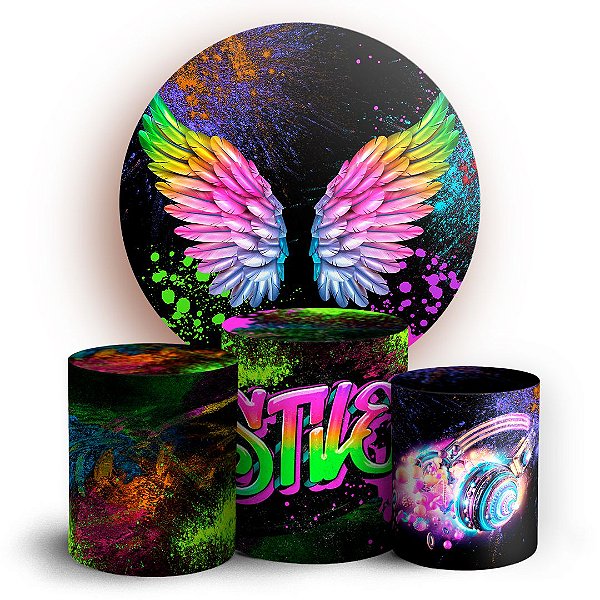 KIT Redondo e Trio - Asas Grunge - Sublimado 3D