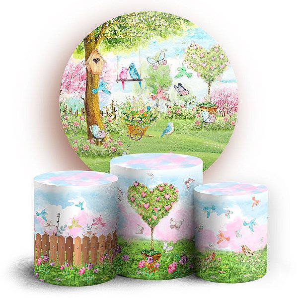 KIT Redondo e Trio - Jardim Aquarela - Sublimado 3D