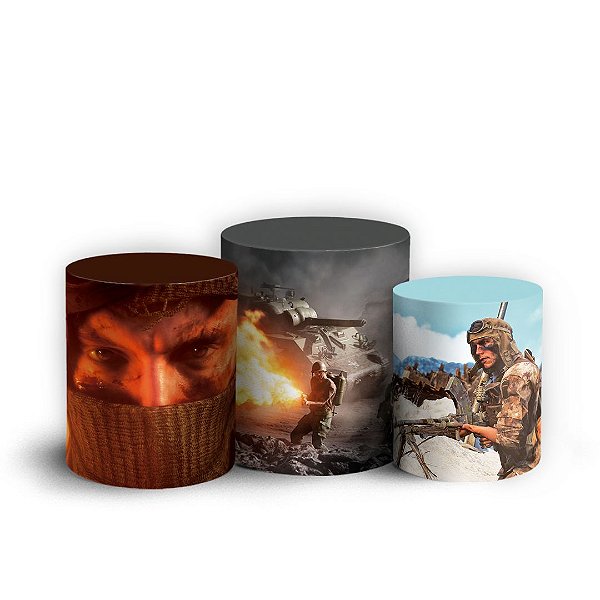 Trio Cilindro - Battlefield - Sublimado 3D + Elástico