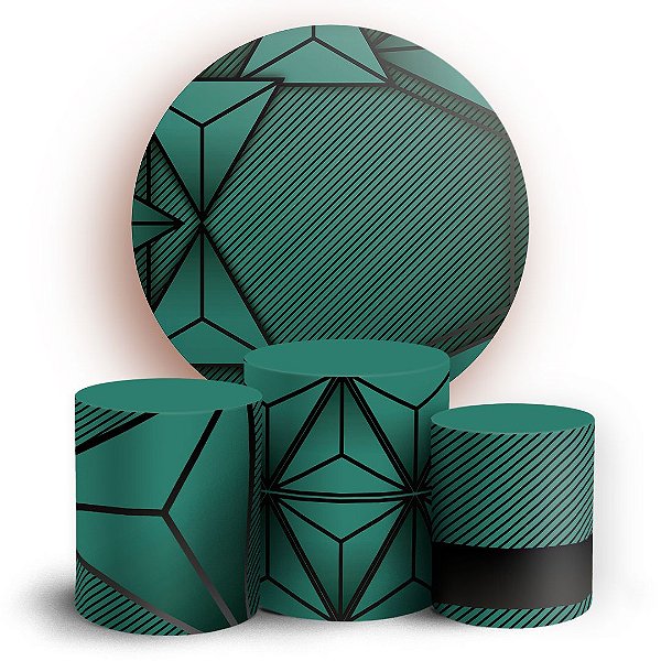 KIT Redondo e Trio - Abstrato Verde - Sublimado 3D
