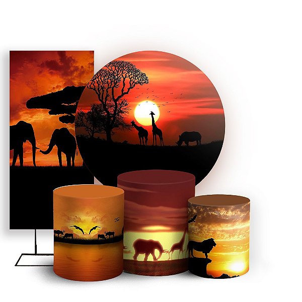 KIT Redondo Trio e Faixa - Africa Safari - Sublimado 3D