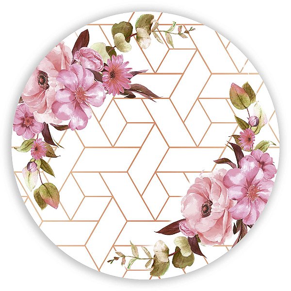 Painel de Mesa - Floral Geometrico - Sublimado 3D