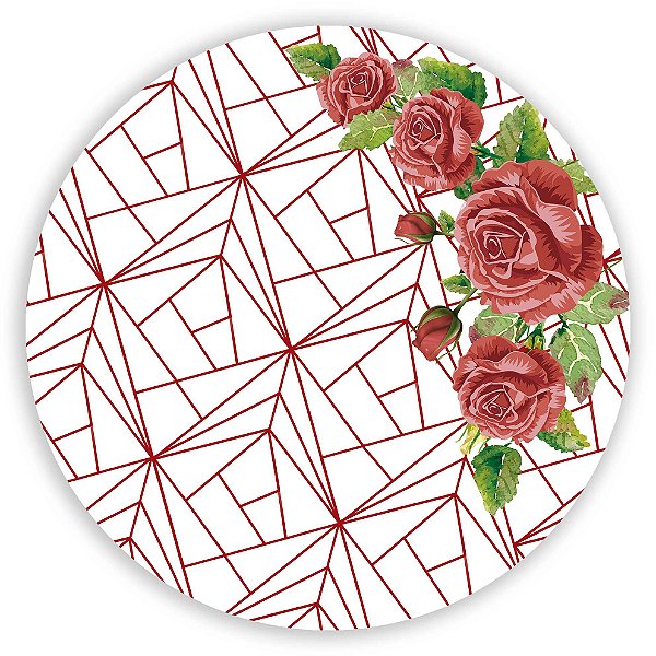 Painel de Mesa - Floral Geometrico - Sublimado 3D
