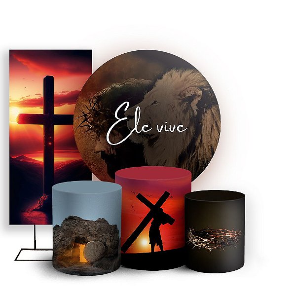 KIT Redondo Trio e Faixa - Religioso - Sublimado 3D