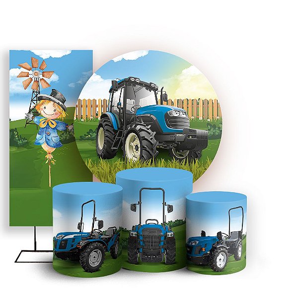 KIT Redondo Trio e Faixa - Fazendinha Trator - Sublimado 3D