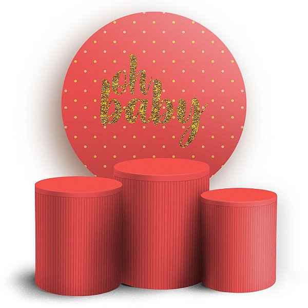 KIT Redondo e Trio - Oh Baby Vermelho - Sublimado 3D