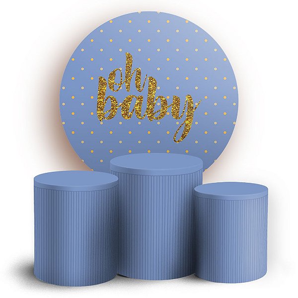 KIT Redondo e Trio - Oh Baby Azul - Sublimado 3D