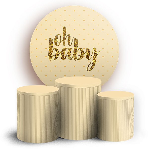 KIT Redondo e Trio - Oh Baby Amarelo Claro - Sublimado 3D