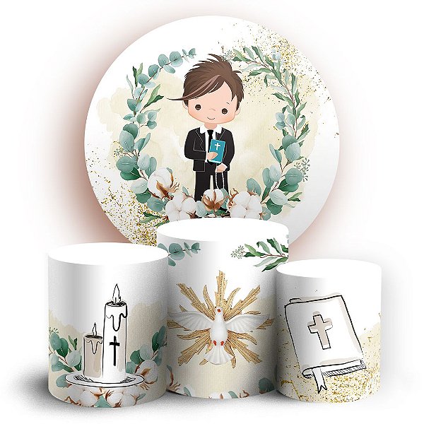 KIT Redondo e Trio - Primeira Comunhao - Sublimado 3D