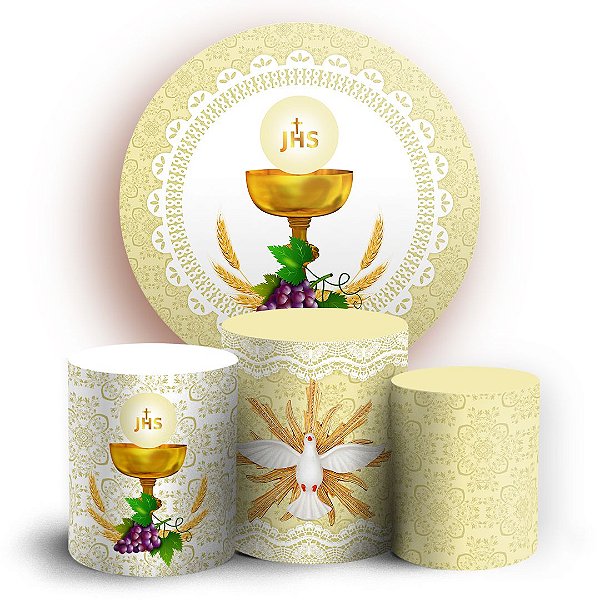 KIT Redondo e Trio - Primeira Comunhao - Sublimado 3D