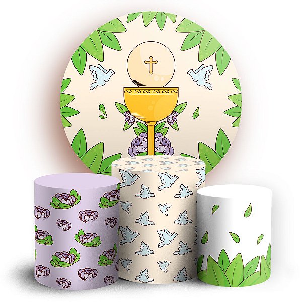 KIT Redondo e Trio - Primeira Comunhao - Sublimado 3D