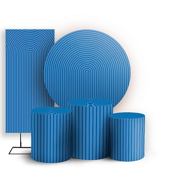 KIT Redondo Trio e Faixa - Bohos Azul - Sublimado 3D