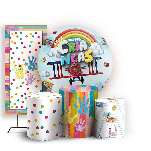 KIT Redondo Trio e Faixa - Dia das Crianças - Sublimado 3D