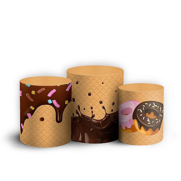Trio Cilindro - Sorveteria - Sublimado 3D + Elástico
