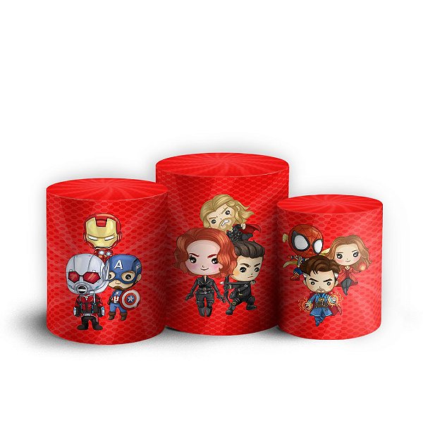 Trio Cilindro - Super Herois - Sublimado 3D + Elástico