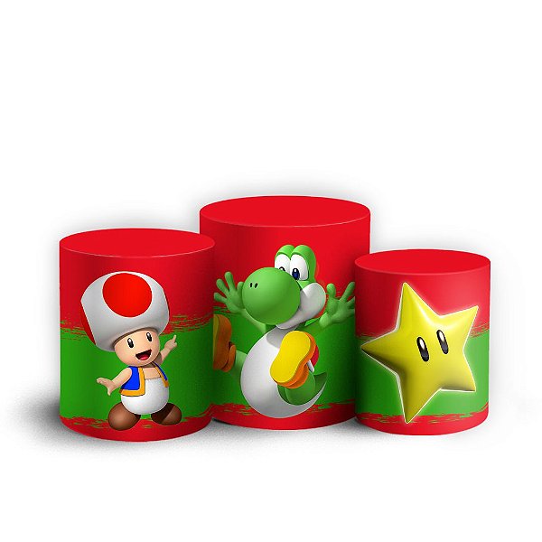 Trio Cilindro - Super Mario - Sublimado 3D + Elástico
