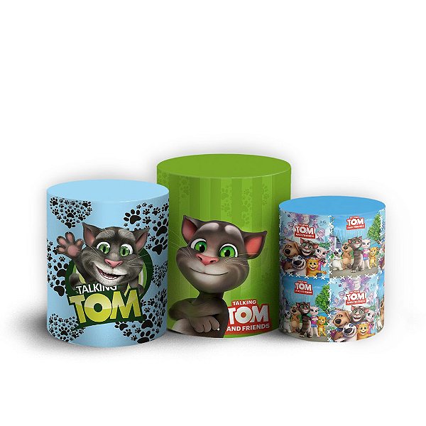 Trio Cilindro - Talking Tom - Sublimado 3D + Elástico