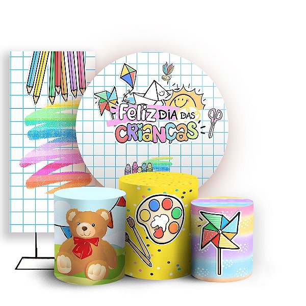 KIT Redondo Trio e Faixa -  Dia das Criancas - Sublimado 3D