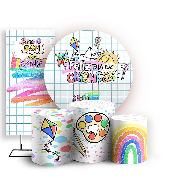 KIT Redondo Trio e Faixa -  Dia das Criancas - Sublimado 3D