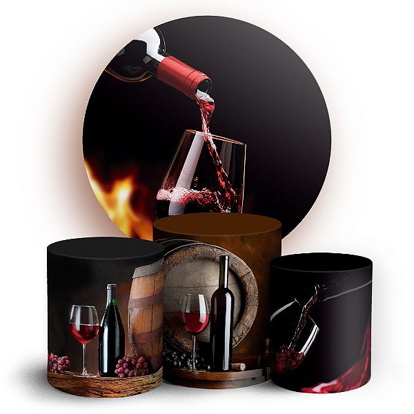 KIT Redondo e Trio -  Vinho - Sublimado 3D