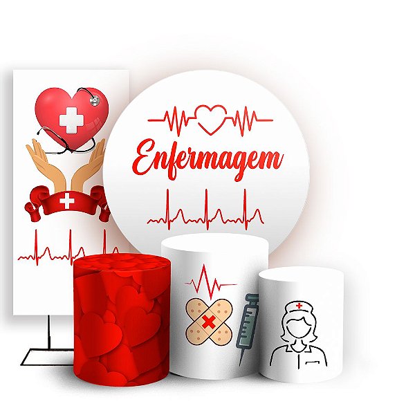 KIT Redondo Trio e Faixa - Enfermagem - Sublimado 3D