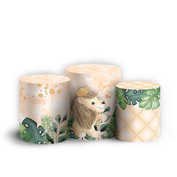 Trio Cilindro - Animais Safari - Sublimado 3D + Elástico