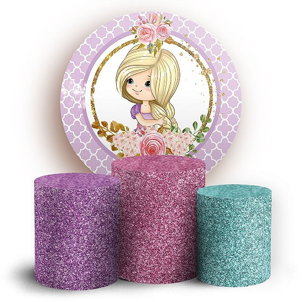 KIT Redondo e Trio - Rapunzel Princesas - Sublimado 3D