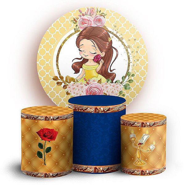 KIT Redondo e Trio - Bela Princesas - Sublimado 3D