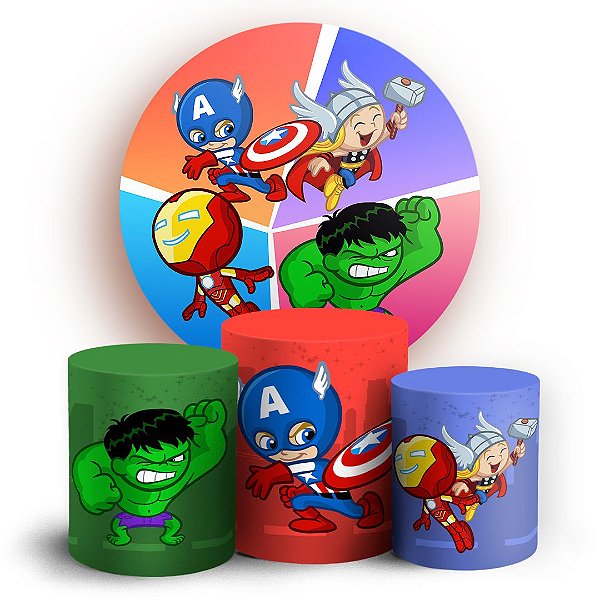 KIT Redondo e Trio - Vingadores Cute - Sublimado 3D