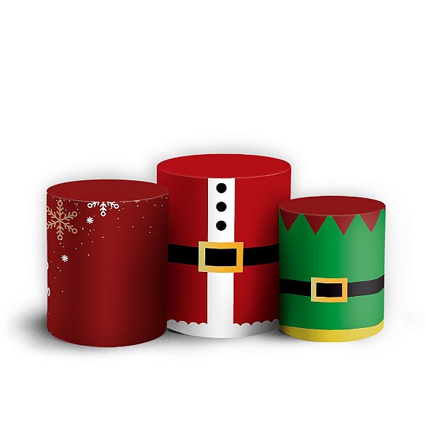 Trio Cilindro - Natal - Ano Novo - Sublimado 3D + Elástico