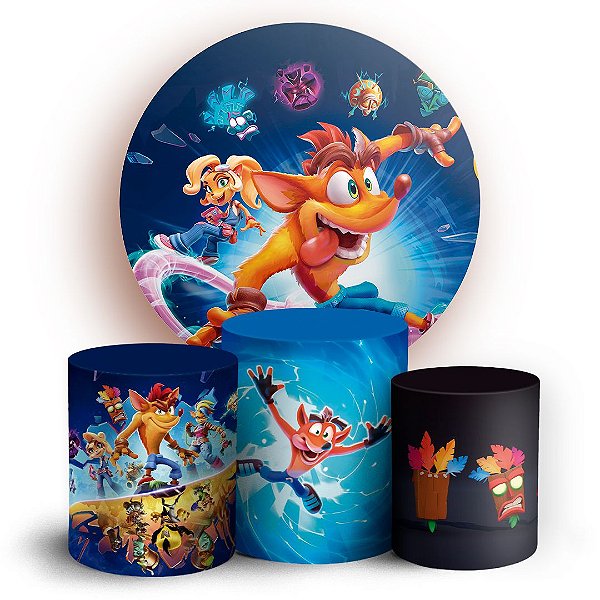 KIT Redondo e Trio - Crash Bandicoot - Sublimado 3D