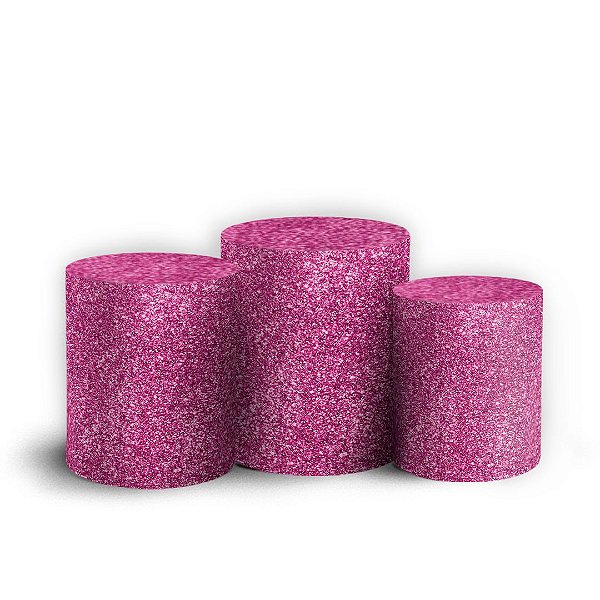 Trio Cilindro - Glitter Rosa - Sublimado 3D + Elástico